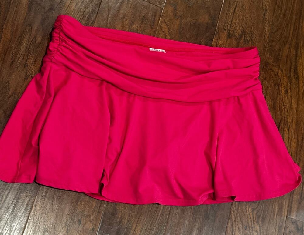 Lands End Swimsuit Skirt Hot Pink Womens Sz 14 Tankini Bikini Bottom Flowy XL
